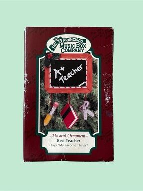 Vintage “A+ Teacher” Music Box Ornament Gift